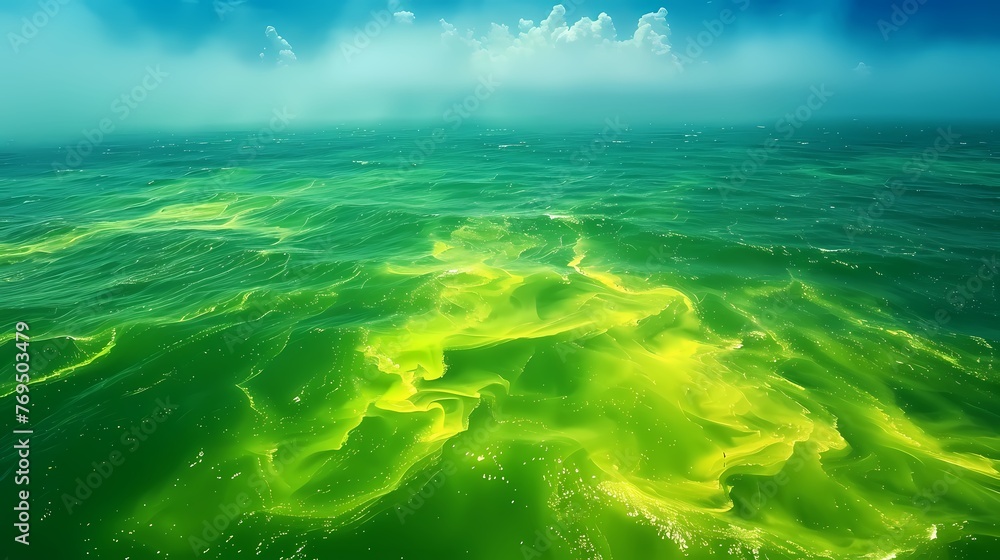Obraz premium Artistic yellow and green swirl paint abstract graphic poster web page PPT background