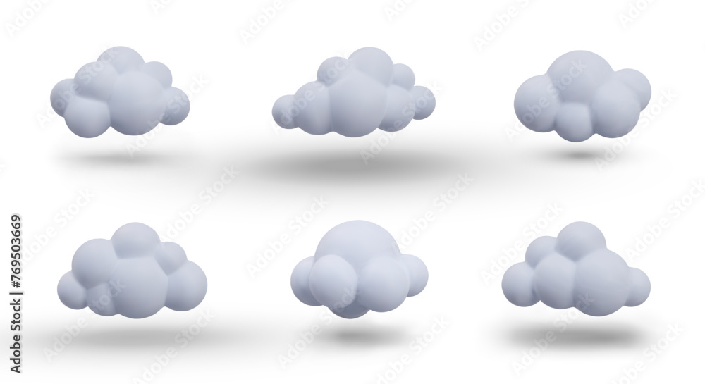 Set of realistic white clouds. Vector soft round elements for sky design Set of realistic white clouds. Vector soft round elements for sky design