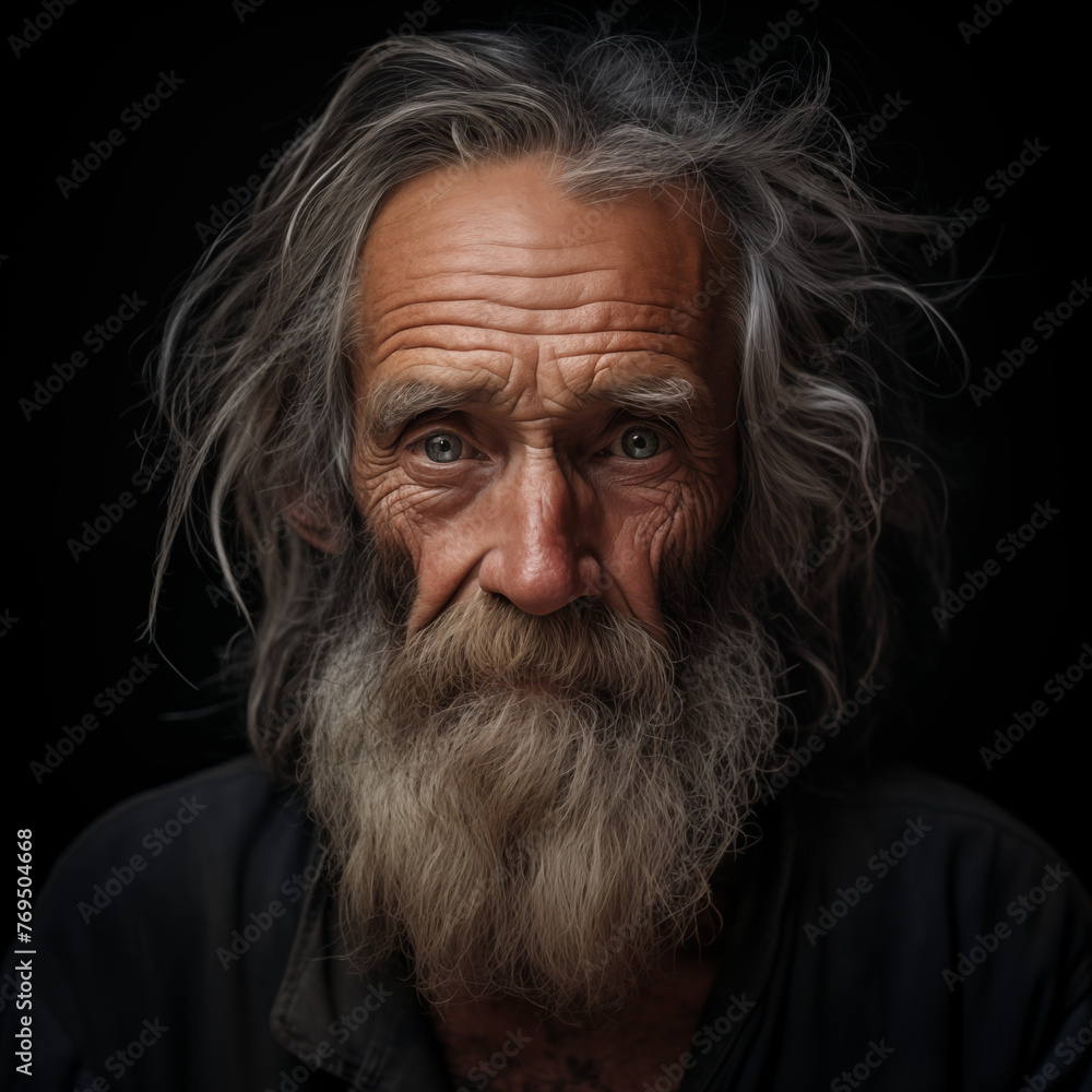 The face of an old man on a dark plain background #2 The face of an old man on a dark plain background #2
