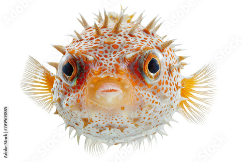 Close Up of a Puffer Fish on White Background