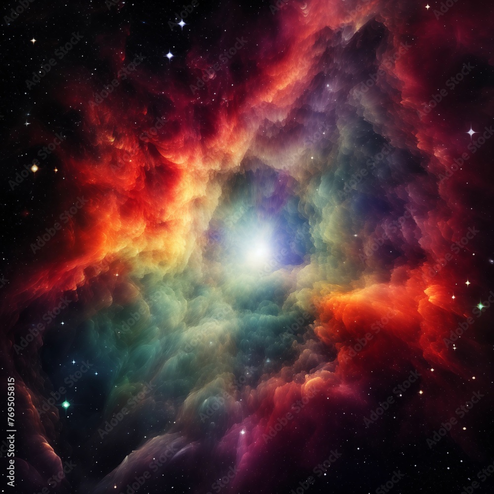 Supernova background wallpaper. Colorful space galaxy cloud nebula. Universe science astronomy. Starry night cosmos