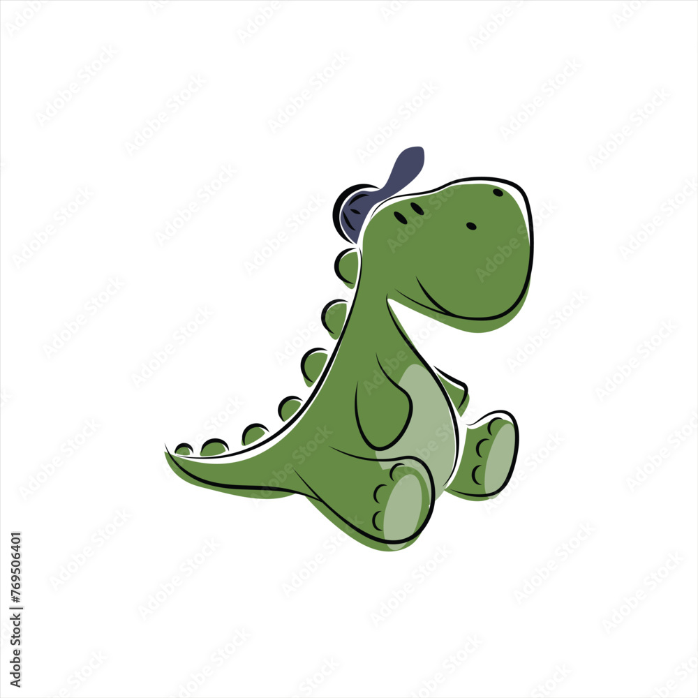 Flat cute and funny dino cartoon for kids Flat cute and funny dino cartoon for kids