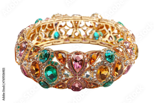 Gold Bracelet With Multi Colored Stones
