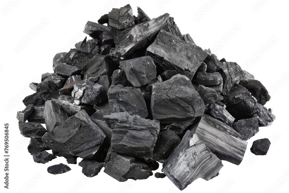 A Pile of Coal on a White Background