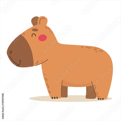 Cute capybara. Cartoon animal character in flat style  vector illustration.