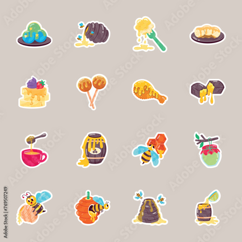 Flat Style Honey Stickers