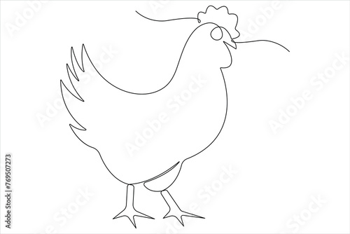  Continuous one line art drawing of pet animal chicken concept outline vector illustration