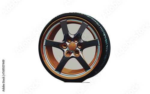 illustrazione di cerchione in lega con pneumatico per auto sportiva photo