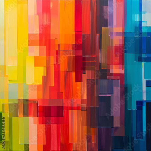 An abstract painting of rectangular shapes of colors generated AI