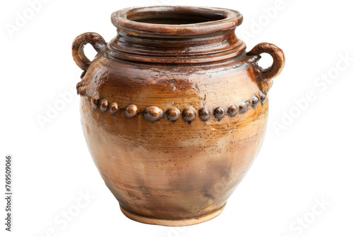 Brown Vase With Handles on White Background