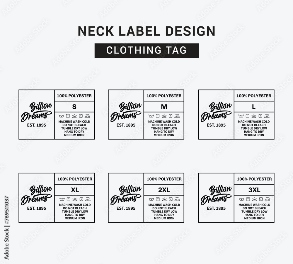 Neck Label Clothing Tag Template Concept Vector or EPS