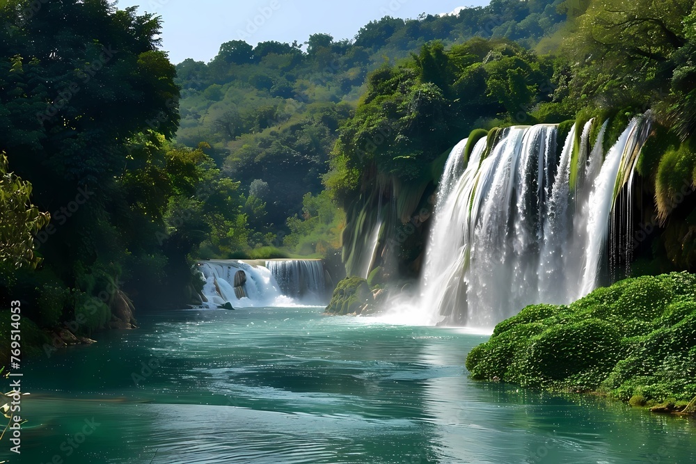 Fototapeta premium Breathtaking Cascading Waterfall Oasis