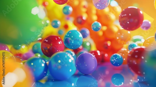 Colored Balls Jumping on a Colorful Background