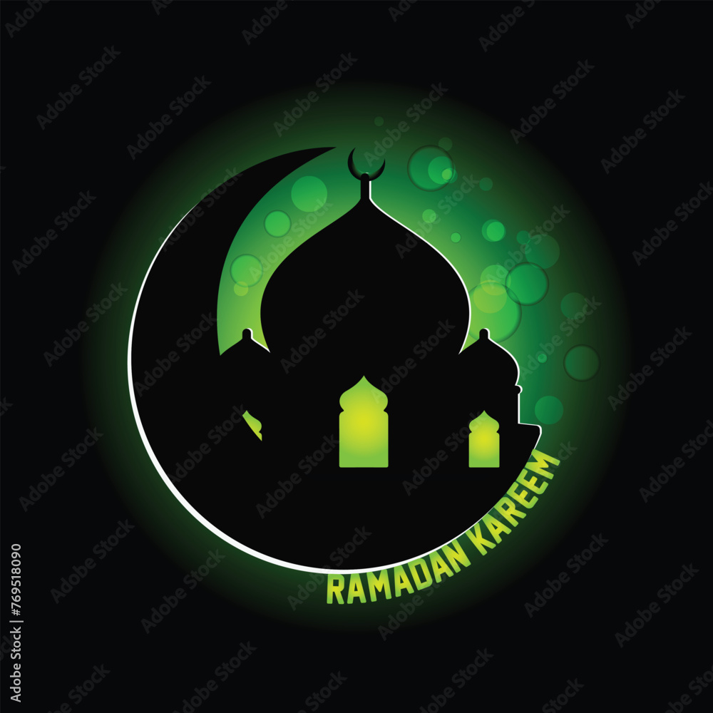 Ramadan Kareem Islamic lettering calligraphy design with background
