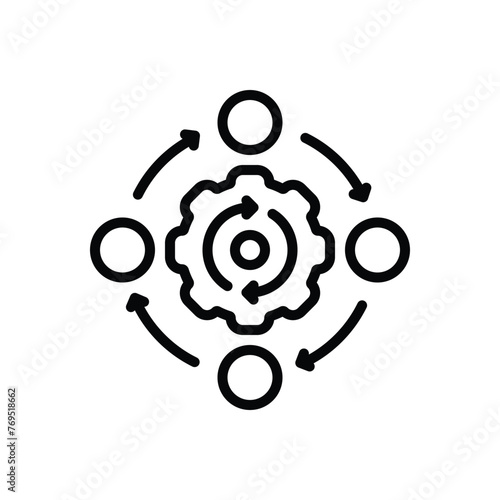 Black line icon for workflow