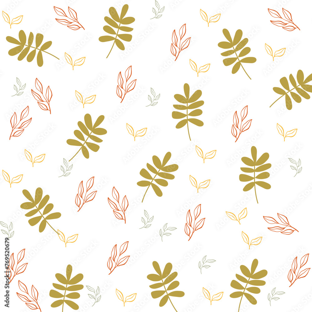 Fototapeta premium Seamless floral pattern with abstract leaf. Vector hand drawn illustration.