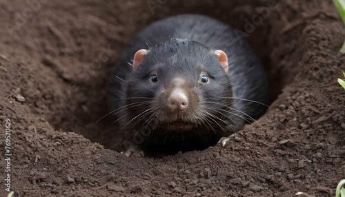 A Mole Peeking Out From A Mound Of Soil