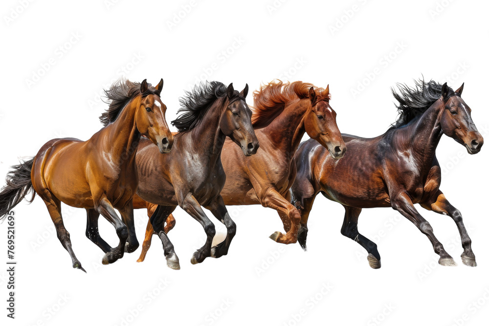 Group of Horses Running in a Line