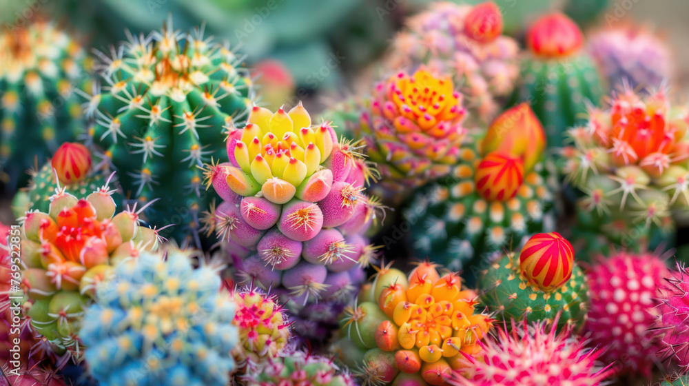Colorful Cactus Plants Background