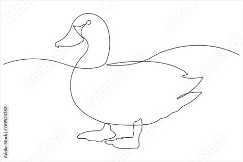 Continuous single line art drawing of pet animal duck concept outline vector illustration