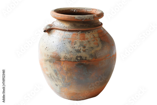 Brown Vase With Handle on White Background