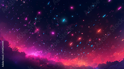 Digital fuchsia nebula starry sky abstract graphic poster web page PPT background