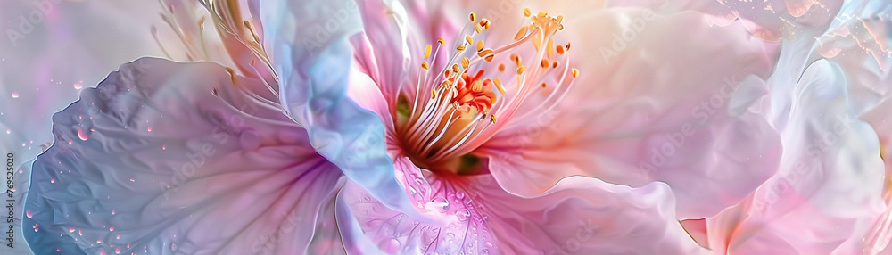 Delicately rendered in pastels, a close-up of a random flower, brought to life with watercolor's fluidity and ethereal lighting. - obrazy, fototapety, plakaty 