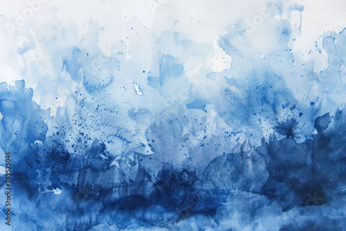 Blue and White Paint Dripping on White Background