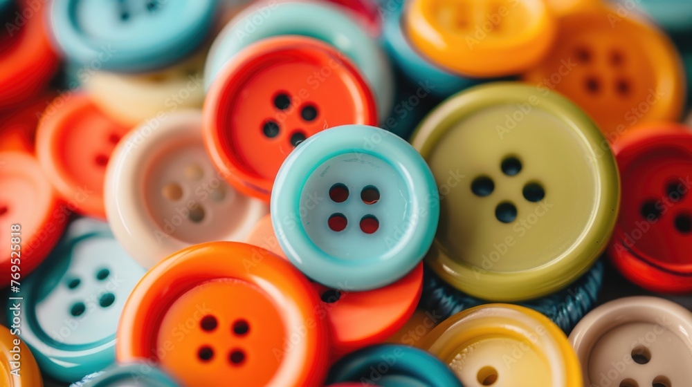 Close up of sewing colorful buttons background Close up of sewing colorful buttons background