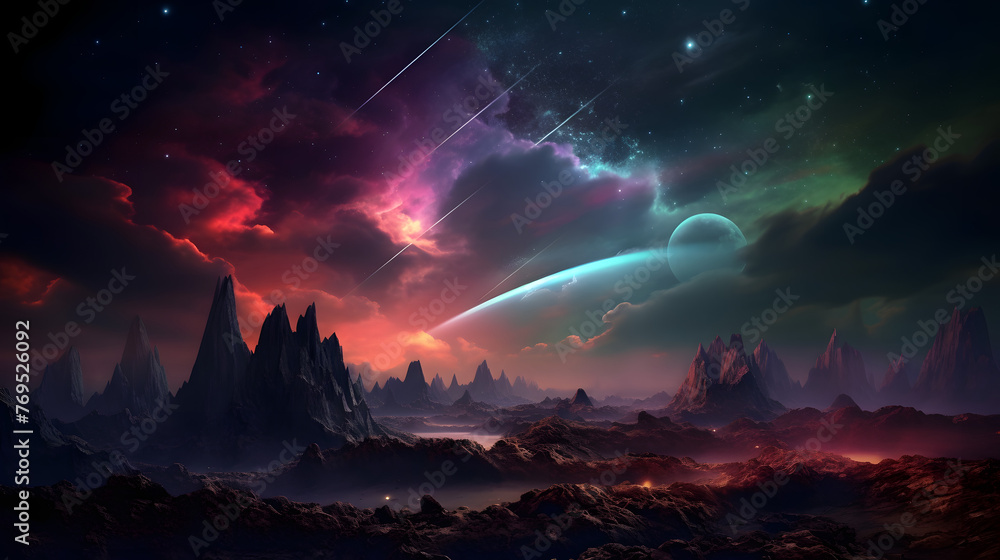 Digital nebula starry sky landscape abstract graphic poster web page PPT background