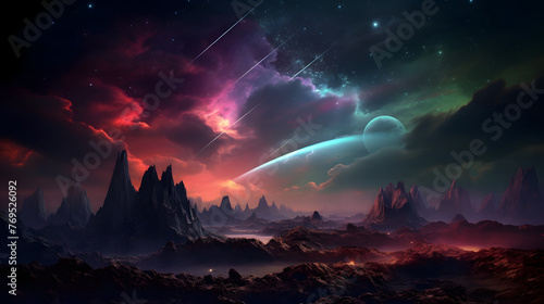 Digital nebula starry sky landscape abstract graphic poster web page PPT background © JINYIN