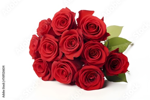 Infinite Romance Red Roses Bouquet on Pure White       