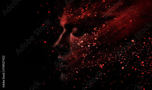 Background with face made of particles photo