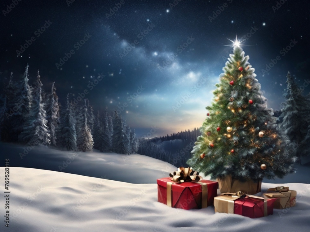 Obraz premium christmas tree with gifts