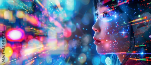 In the video, a pretty young girl is studying using her Android's artificial intelligence. A concept of its usefulness in everyday life is presented.