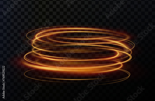 Luminous gold podium lines png of speed. Light glowing effect png. Abstract motion lines. Light trail wave, fire path trace line, car lights, optic fiber and incandescence curve twirl 