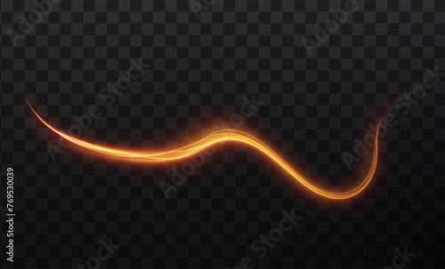Luminous gold podium lines png of speed. Light glowing effect png. Abstract motion lines. Light trail wave, fire path trace line, car lights, optic fiber and incandescence curve twirl	 photo