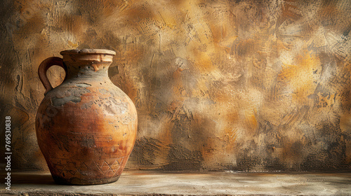 Terracotta Amphora on Golden Ledge