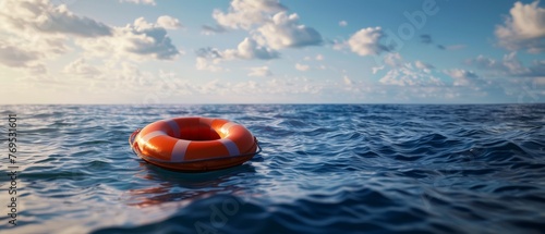 Floating buoys or life buoys to rescue drowning individuals. photo