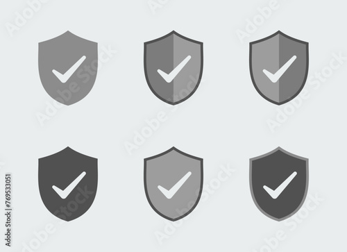 Checkmark with Shield symbol set gray color.