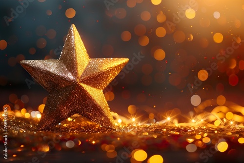 Award ceremony background with 3d gold star 