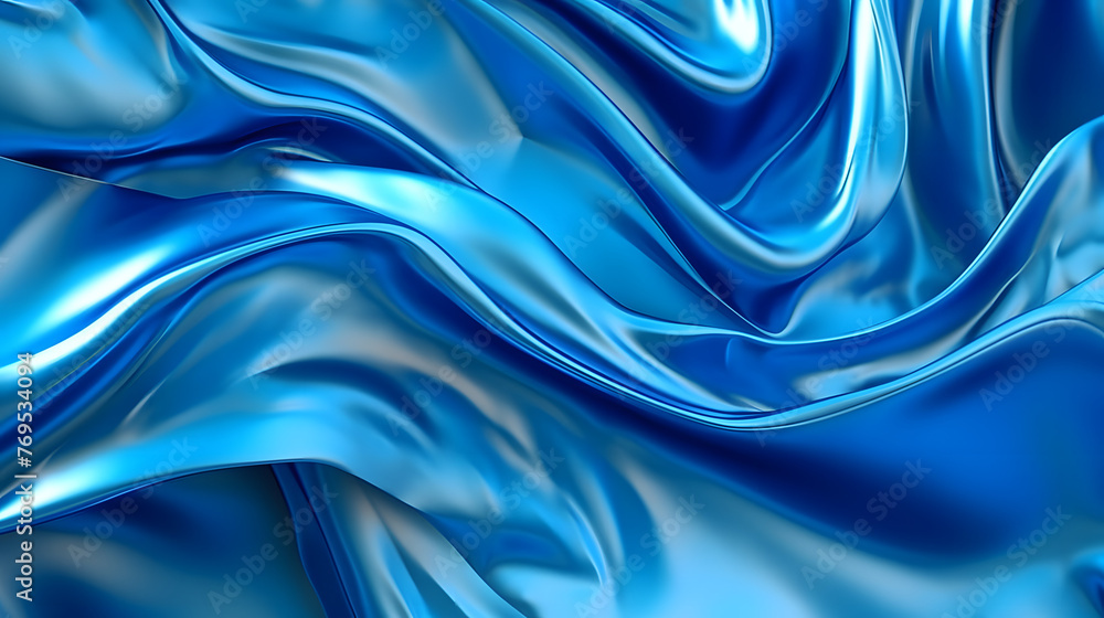Obraz premium Blue liquid metal plastic flow abstract graphic poster web page PPT background