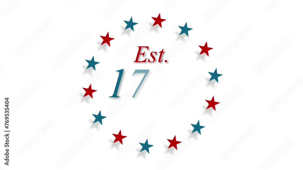 Est. 1776 animation with blue and red stars. Concepts of Independence Day, Memorial Day, Veteran's Day, 4th of July, or other patriotic USA holiday Est. 1776 animation with blue and red stars. Concepts of Independence Day, Memorial Day, Veteran's Day, 4th of July, or other patriotic USA holiday