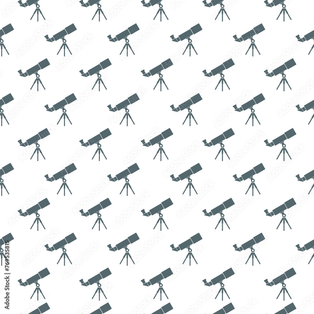 Seamless pattern with telescope Icon isolated on white background