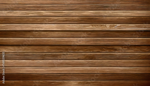 Uniform walnut wooden texture with horizontal veins. Vector wood background. Lining boards. Generative AI. photo