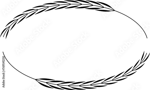 Vector oval border with leaves for award, logo, invitation, nobility photo