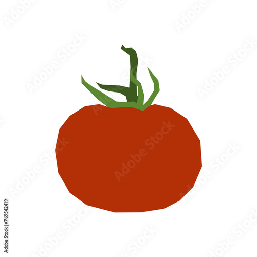 Tomato isolate icon. Minimalistic style, primitive cut geometric pattern vector.
