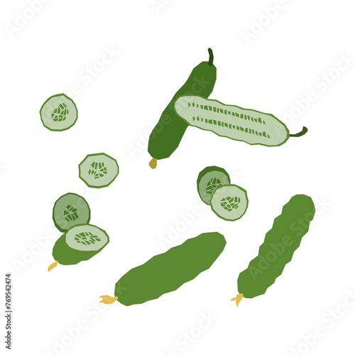 Cucumbers isolate icon. Minimalistic style, primitive cut geometric pattern vector.