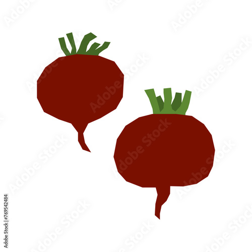 Beetroot isolate icon. Minimalistic style, primitive cut geometric pattern vector.