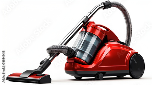 vacuum cleaner isolated on white, Red vacuum cleaner used to improve your cleaning experience
